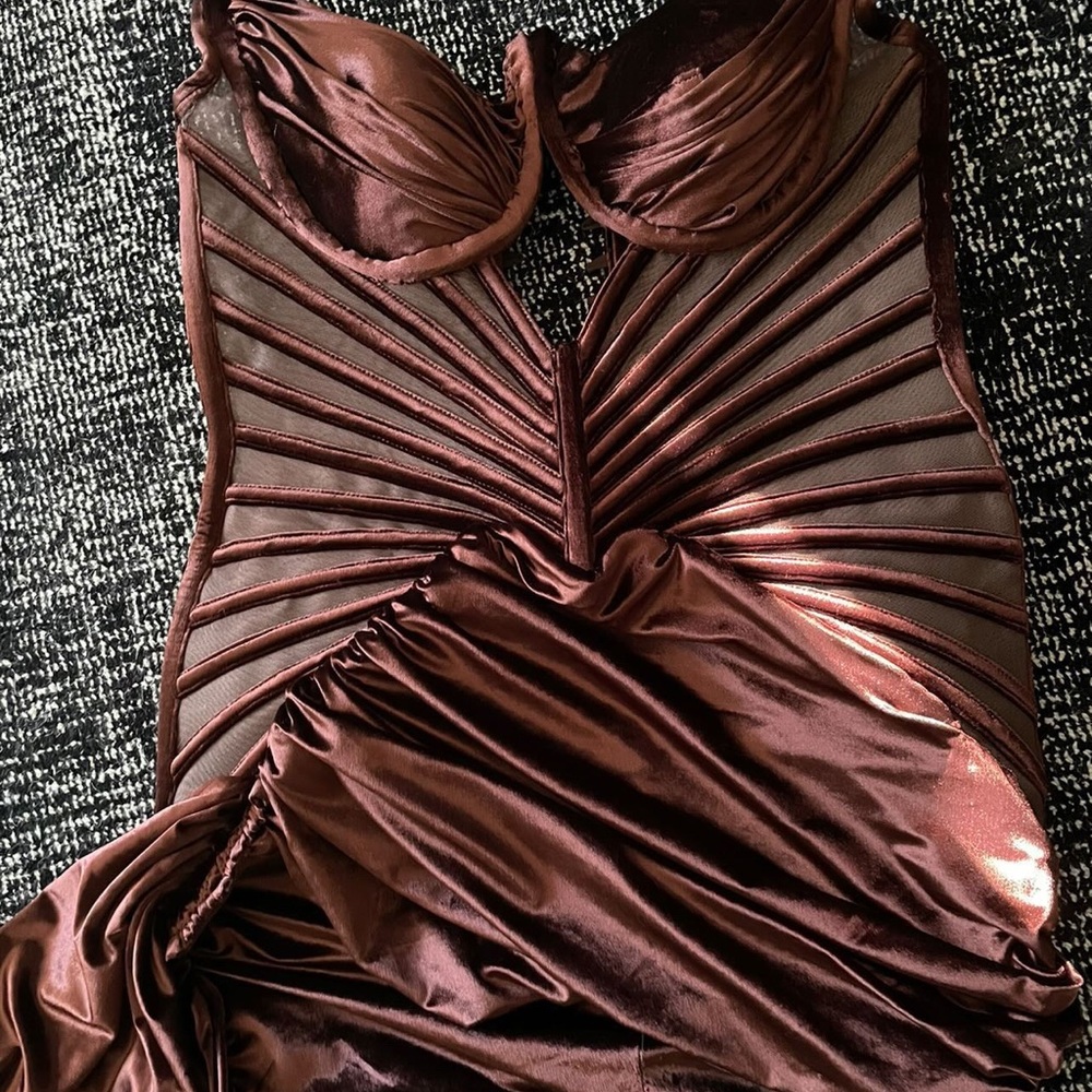 Lena Berisha official chocolate velvet corset dress medium